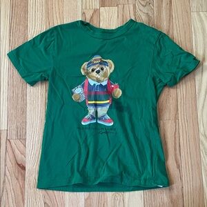 Polo Ralph Lauren T Shirt Boys Small Green Polo Bear Casual Short Sleeve